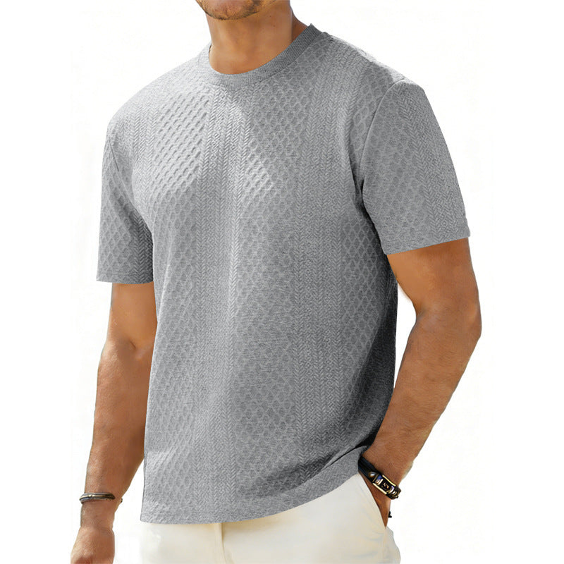 Camisa Texturizada Jacquard para Hombre - Manga Corta Slim Fit