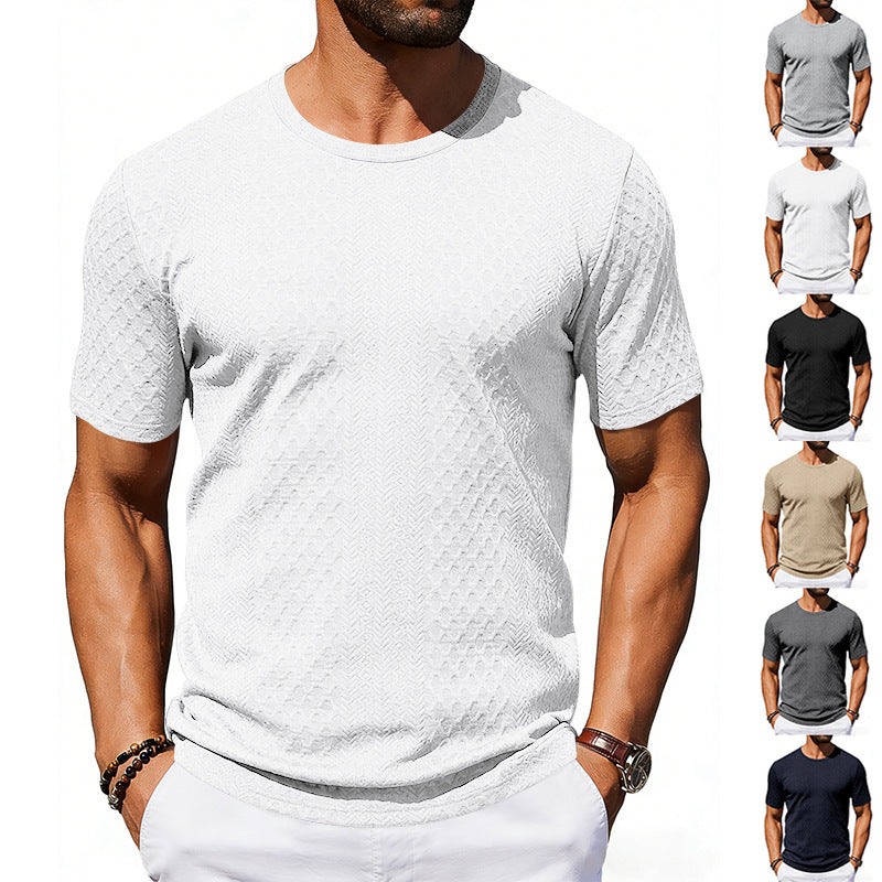 Camisa Texturizada Jacquard para Hombre - Manga Corta Slim Fit