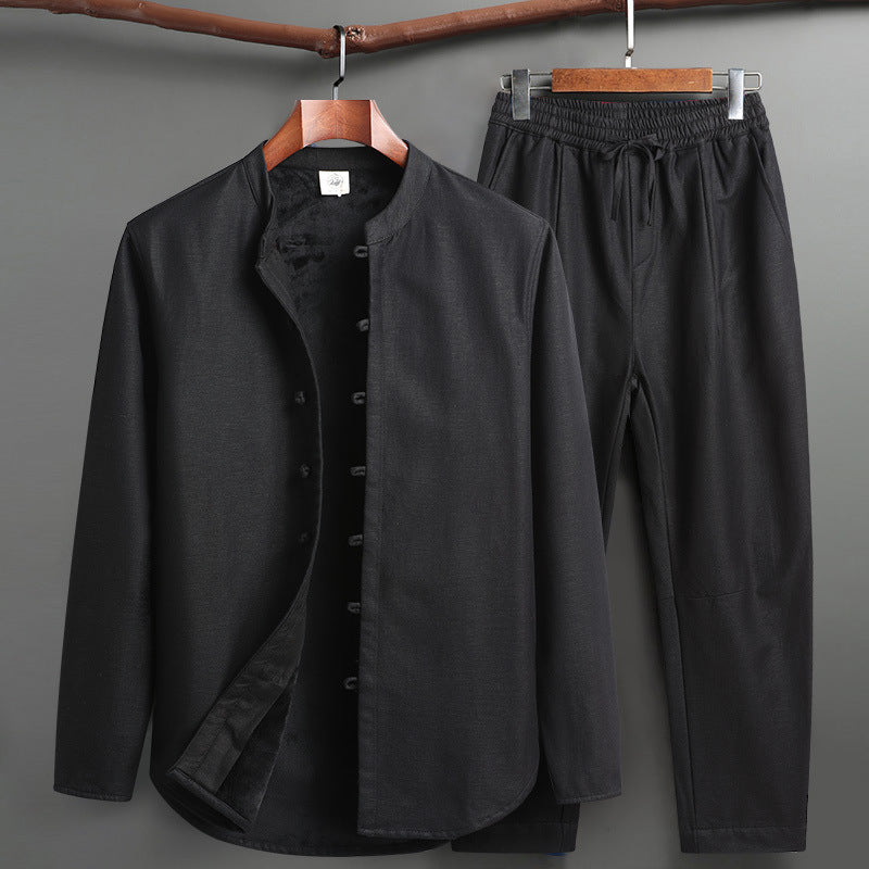 Abrigo Estilo Oriental para Hombre - Algodón y Lino Cuello Mao Manga Larga