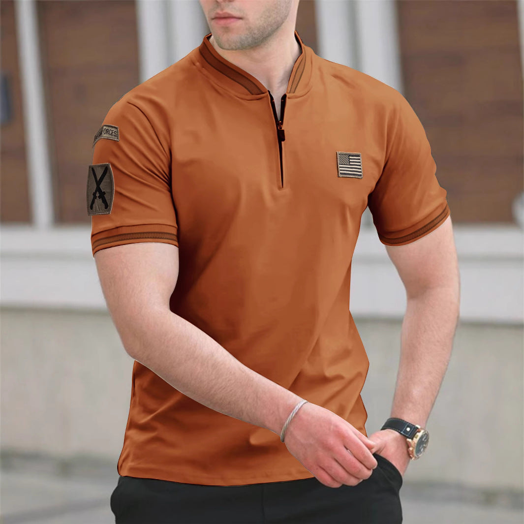 Polo Casual para Hombre - Cuello Mao Manga Corta Estilo Deportivo