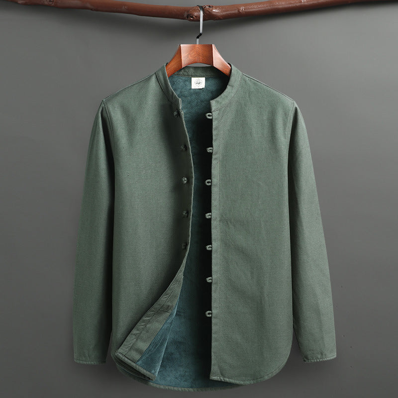 Abrigo Estilo Oriental para Hombre - Algodón y Lino Cuello Mao Manga Larga