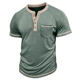 Playera Estilo Henley Vintage para Hombre - Manga Corta con Botones