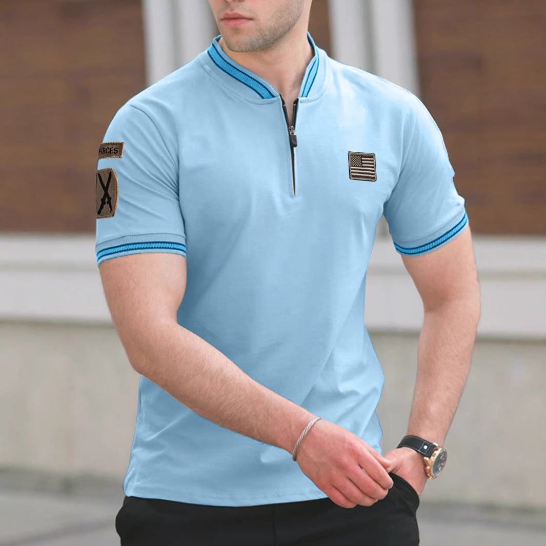 Polo Casual para Hombre - Cuello Mao Manga Corta Estilo Deportivo