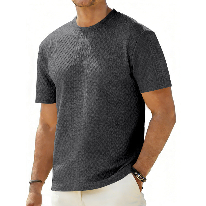 Camisa Texturizada Jacquard para Hombre - Manga Corta Slim Fit