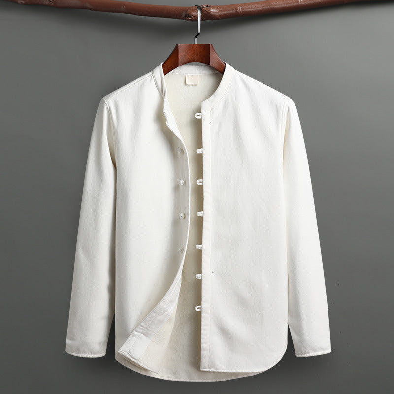 Abrigo Estilo Oriental para Hombre - Algodón y Lino Cuello Mao Manga Larga