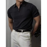 Camisa de Punto Slim Fit para Hombre - Manga Corta Colores Sólidos