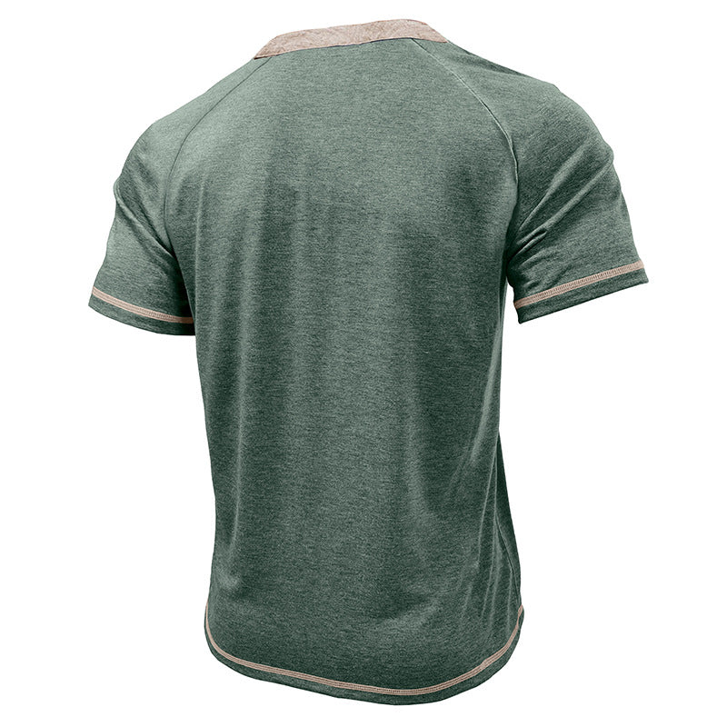 Playera Estilo Henley Vintage para Hombre - Manga Corta con Botones