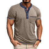 Playera Estilo Henley Vintage para Hombre - Manga Corta con Botones
