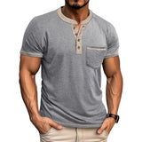 Playera Estilo Henley Vintage para Hombre - Manga Corta con Botones