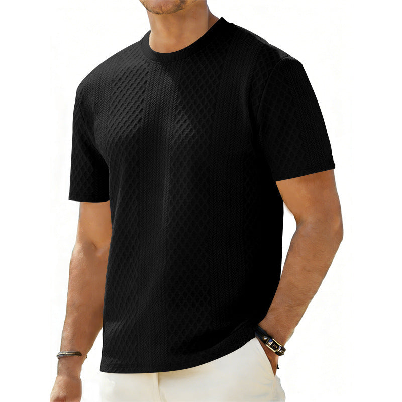 Camisa Texturizada Jacquard para Hombre - Manga Corta Slim Fit