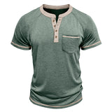 Playera Estilo Henley Vintage para Hombre - Manga Corta con Botones