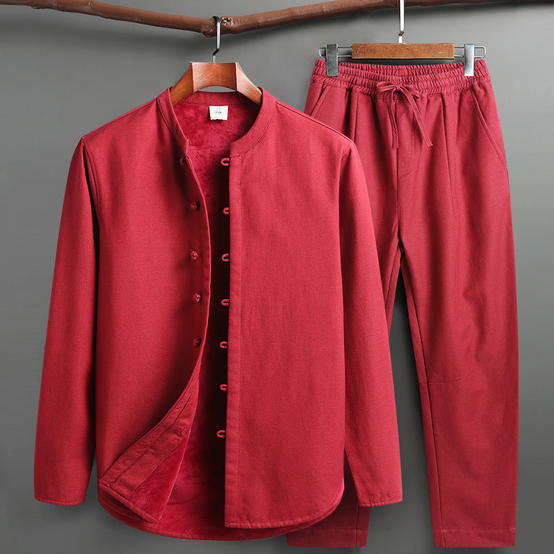 Abrigo Estilo Oriental para Hombre - Algodón y Lino Cuello Mao Manga Larga