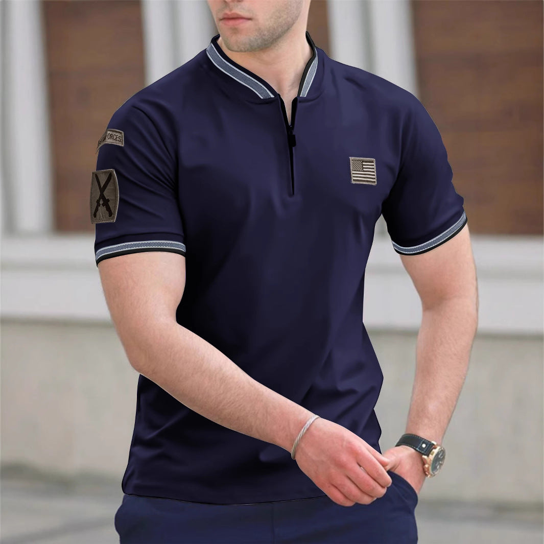 Polo Casual para Hombre - Cuello Mao Manga Corta Estilo Deportivo