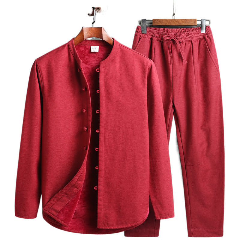 Abrigo Estilo Oriental para Hombre - Algodón y Lino Cuello Mao Manga Larga