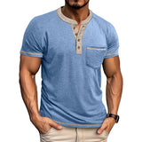 Playera Estilo Henley Vintage para Hombre - Manga Corta con Botones