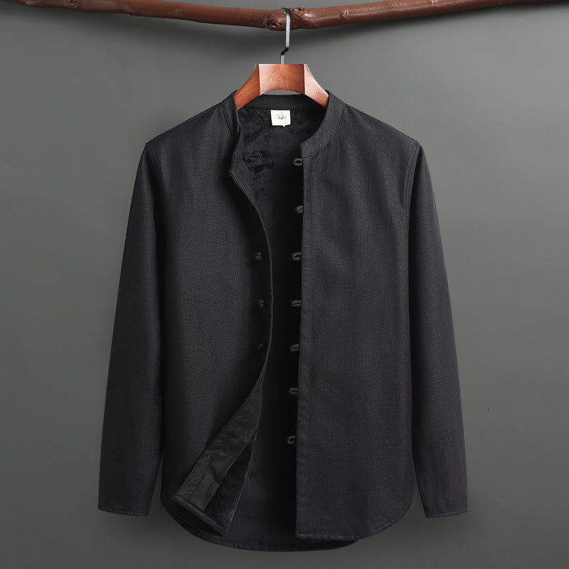 Abrigo Estilo Oriental para Hombre - Algodón y Lino Cuello Mao Manga Larga