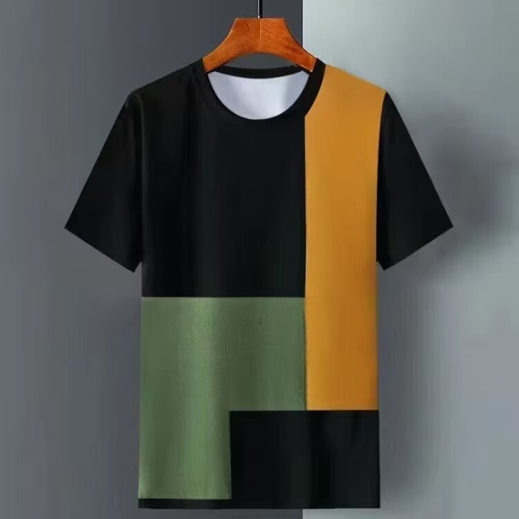 Playera de Tela Fría para Hombre - Manga Corta Cuadros Talla Extra