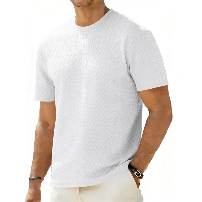 Camisa Texturizada Jacquard para Hombre - Manga Corta Slim Fit